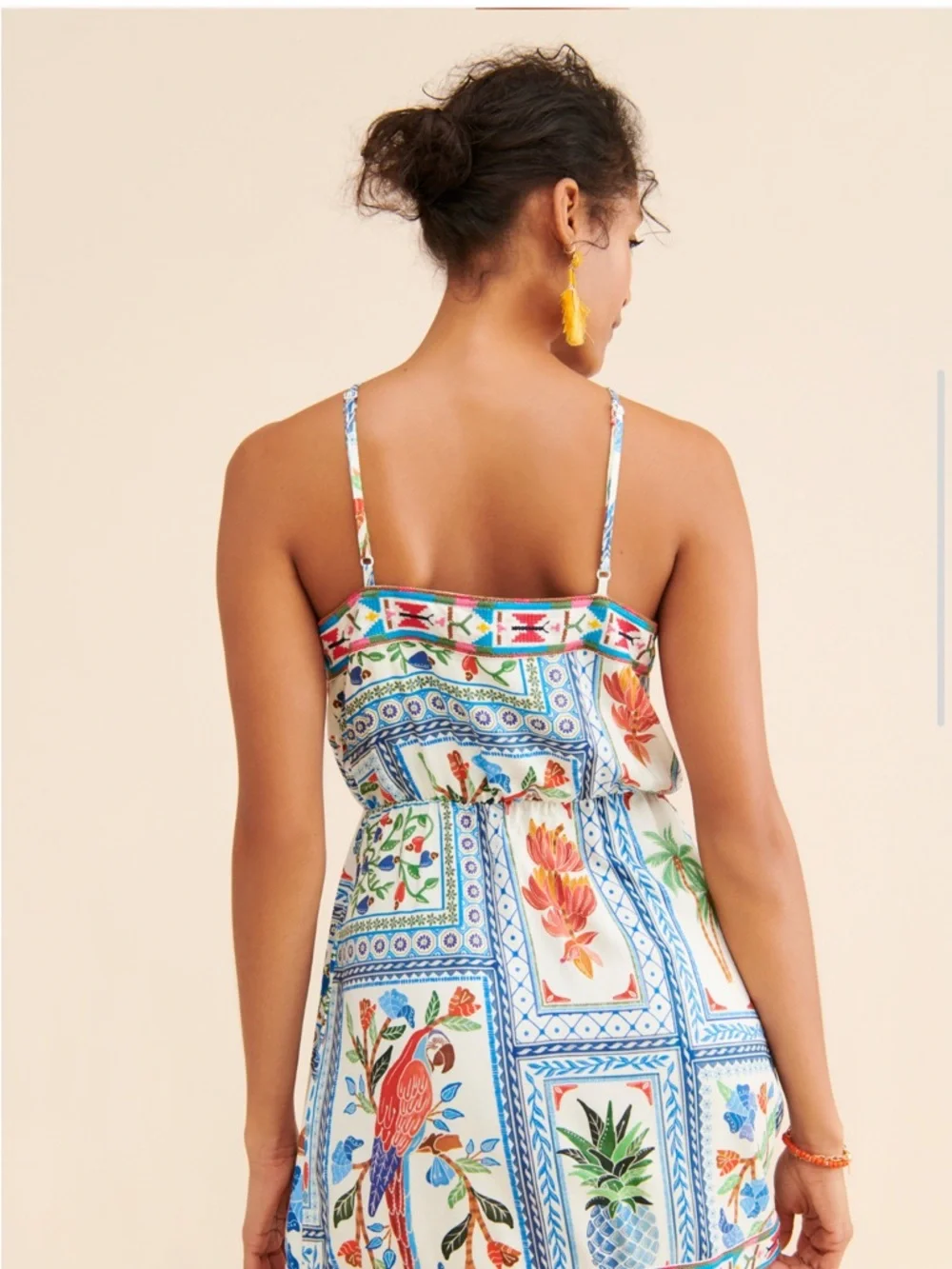 Farm Rio Tropical Tiles Embroidered Mini Dress - Picture 3 of 8